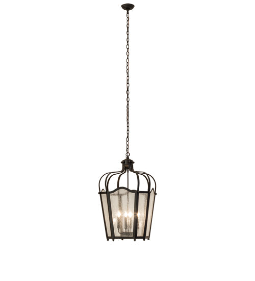 Meyda Lighting Citadel 22" 4-Light Oil Rubbed Bronze Pendant Light With Clear Seeded Shade Glass