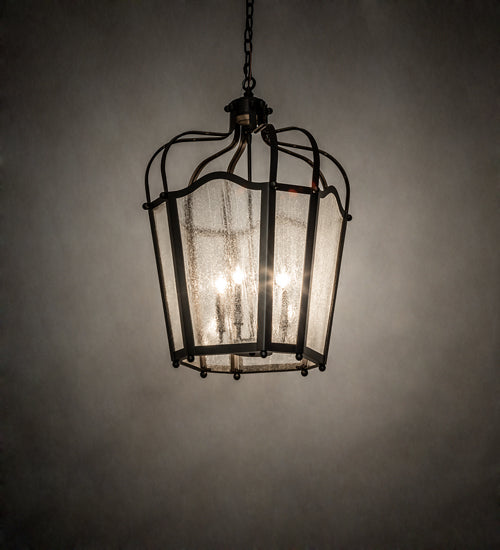 Meyda Lighting Citadel 22" 4-Light Oil Rubbed Bronze Pendant Light With Clear Seeded Shade Glass
