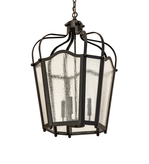 Meyda Lighting Citadel 22" 4-Light Oil Rubbed Bronze Pendant Light With Clear Seeded Shade Glass