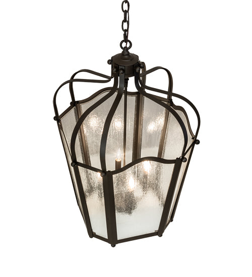 Meyda Lighting Citadel 22" 4-Light Oil Rubbed Bronze Pendant Light With Clear Seeded Shade Glass