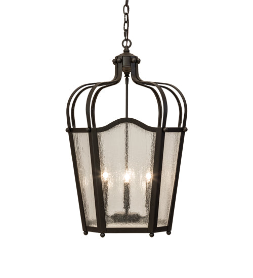 Meyda Lighting Citadel 22" 4-Light Oil Rubbed Bronze Pendant Light With Clear Seeded Shade Glass