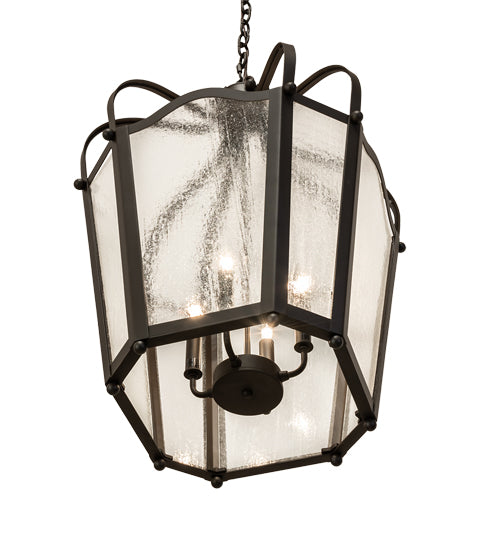 Meyda Lighting Citadel 22" 4-Light Oil Rubbed Bronze Pendant Light With Clear Seeded Shade Glass