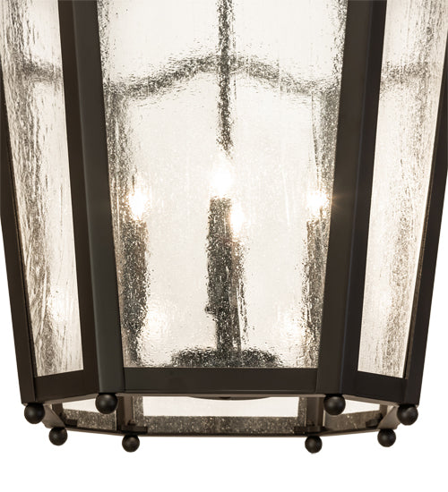 Meyda Lighting Citadel 22" 4-Light Oil Rubbed Bronze Pendant Light With Clear Seeded Shade Glass
