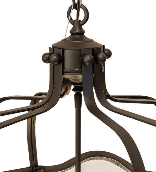 Meyda Lighting Citadel 22" 4-Light Oil Rubbed Bronze Pendant Light With Clear Seeded Shade Glass