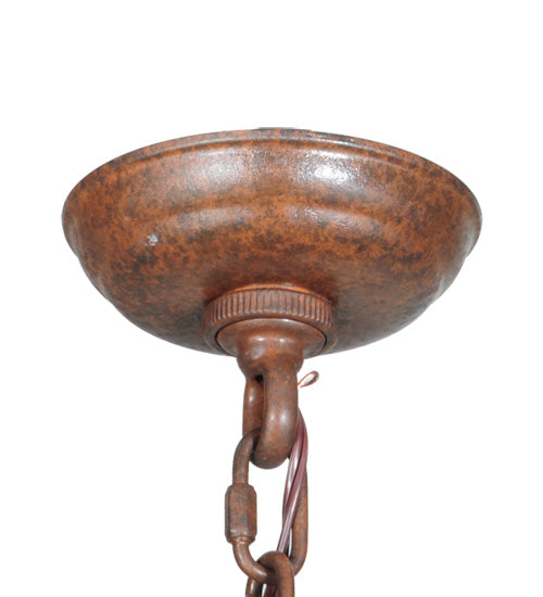 Meyda Lighting Citadel 22" 4-Light Rusty Nail Pendant Light With Clear Seeded Shade Glass