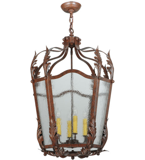 Meyda Lighting Citadel 22" 4-Light Rusty Nail Pendant Light With Clear Seeded Shade Glass