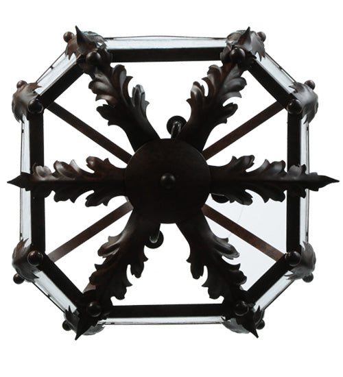 Meyda Lighting Citadel 22" 4-Light Rusty Nail Pendant Light With Clear Seeded Shade Glass
