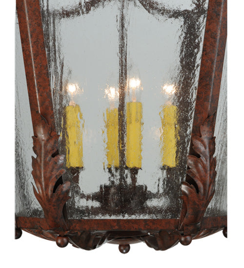 Meyda Lighting Citadel 22" 4-Light Rusty Nail Pendant Light With Clear Seeded Shade Glass