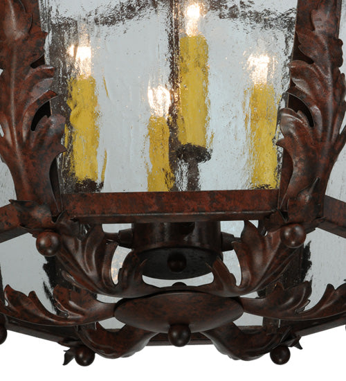 Meyda Lighting Citadel 22" 4-Light Rusty Nail Pendant Light With Clear Seeded Shade Glass