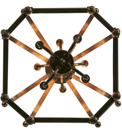 Meyda Lighting Citadel 22" 8-Light Antique Copper Pendant Light With Amber Faux Candlelight