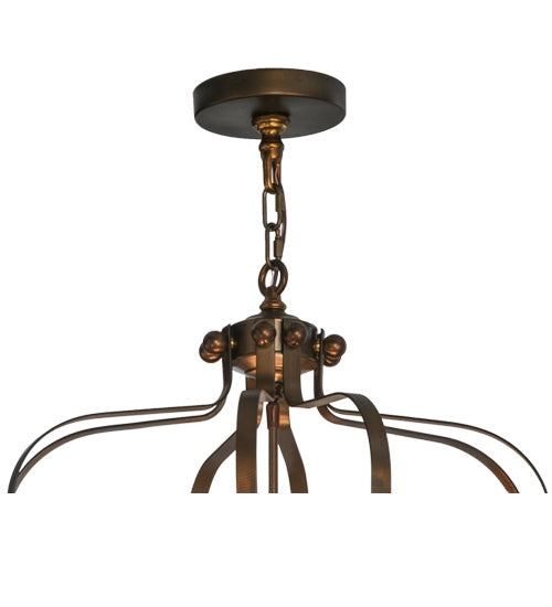 Meyda Lighting Citadel 22" 8-Light Antique Copper Pendant Light With Amber Faux Candlelight