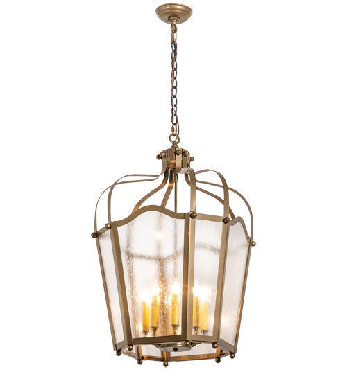 Meyda Lighting Citadel 22" 8-Light Brown Metallic Pendant Light With Clear Rainstone Idalight Shade