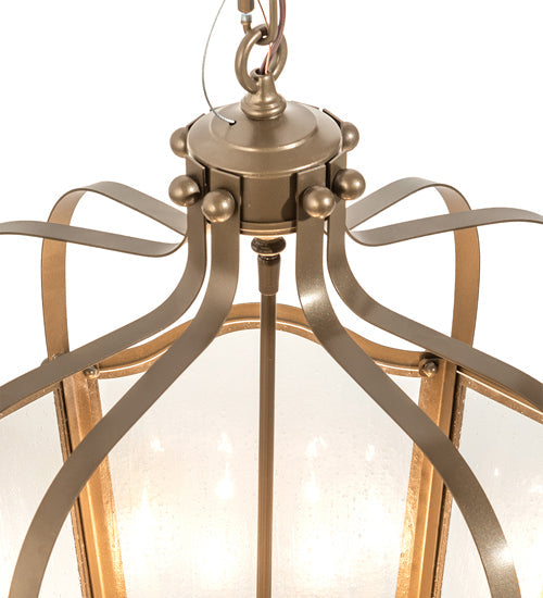 Meyda Lighting Citadel 22" 8-Light Brown Metallic Pendant Light With Clear Rainstone Idalight Shade