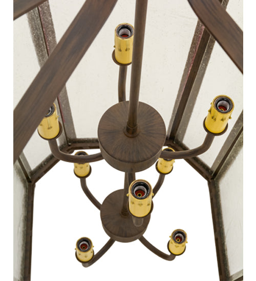 Meyda Lighting Citadel 22" 8-Light Classic Rust Pendant Light With Clear Seeded Shade Glass