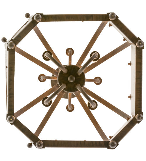 Meyda Lighting Citadel 22" 8-Light Classic Rust Pendant Light With Clear Seeded Shade Glass