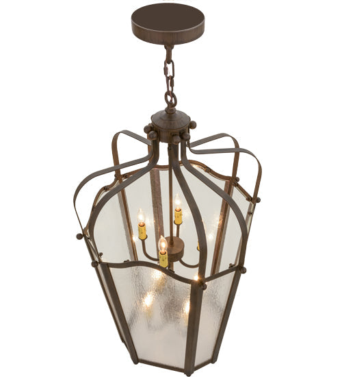 Meyda Lighting Citadel 22" 8-Light Classic Rust Pendant Light With Clear Seeded Shade Glass