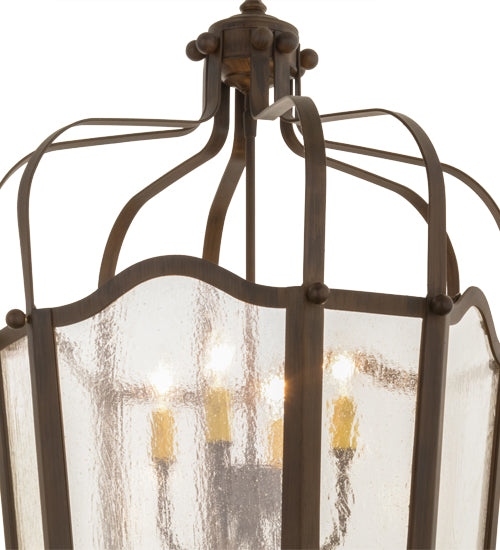 Meyda Lighting Citadel 22" 8-Light Classic Rust Pendant Light With Clear Seeded Shade Glass