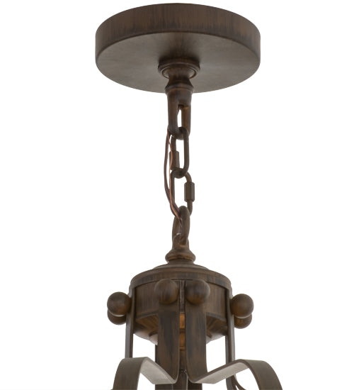 Meyda Lighting Citadel 22" 8-Light Classic Rust Pendant Light With Clear Seeded Shade Glass