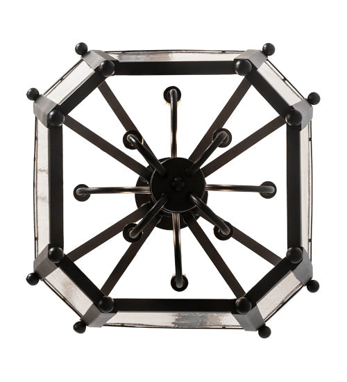 Meyda Lighting Citadel 22" 8-Light Textured Black Pendant Light With Clear Seeded Shade Glass