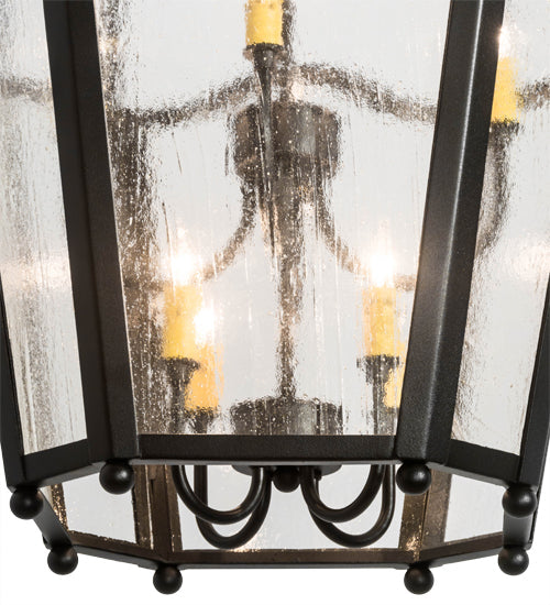 Meyda Lighting Citadel 22" 8-Light Textured Black Pendant Light With Clear Seeded Shade Glass
