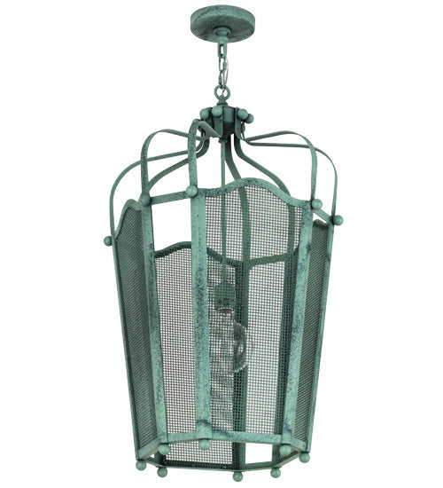 Meyda Lighting Citadel 22" Verdant Green Pendant Light With Green Mesh Shade