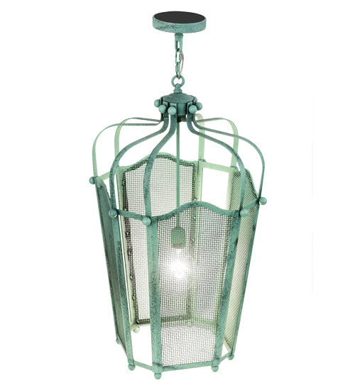 Meyda Lighting Citadel 22" Verdant Green Pendant Light With Green Mesh Shade
