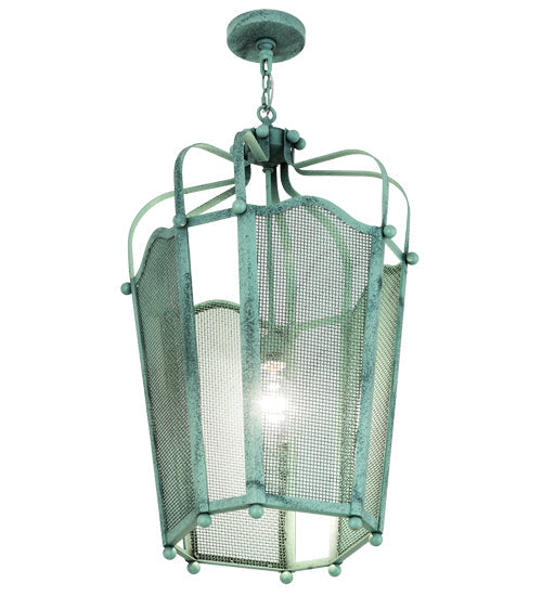 Meyda Lighting Citadel 22" Verdant Green Pendant Light With Green Mesh Shade