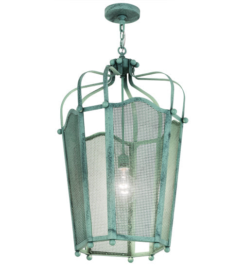 Meyda Lighting Citadel 22" Verdant Green Pendant Light With Green Mesh Shade