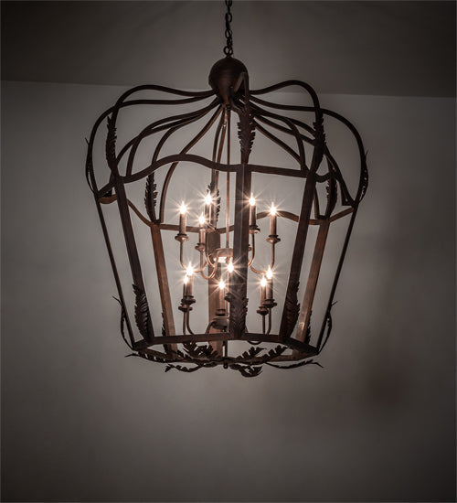 Meyda Lighting Citadel 227873 43" 12-Light Rusty Nail Textured Pendant Light