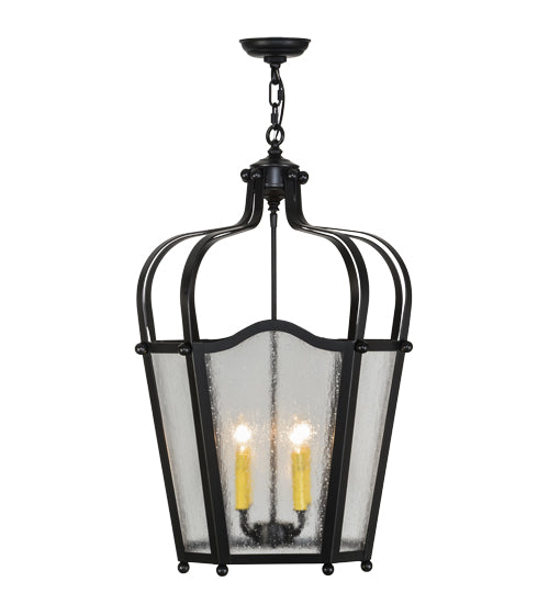 Meyda Lighting Citadel 23" 4-Light Flat Black Pendant Light With Rainstone Idalight Shade Glass