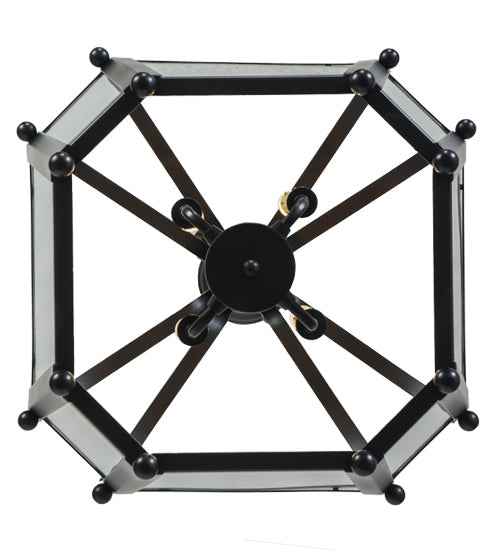Meyda Lighting Citadel 23" 4-Light Flat Black Pendant Light With Rainstone Idalight Shade Glass