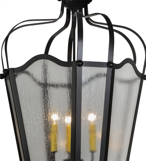 Meyda Lighting Citadel 23" 4-Light Flat Black Pendant Light With Rainstone Idalight Shade Glass