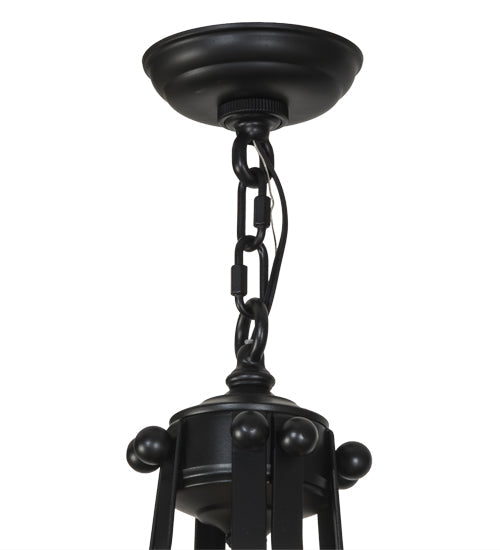 Meyda Lighting Citadel 23" 4-Light Flat Black Pendant Light With Rainstone Idalight Shade Glass