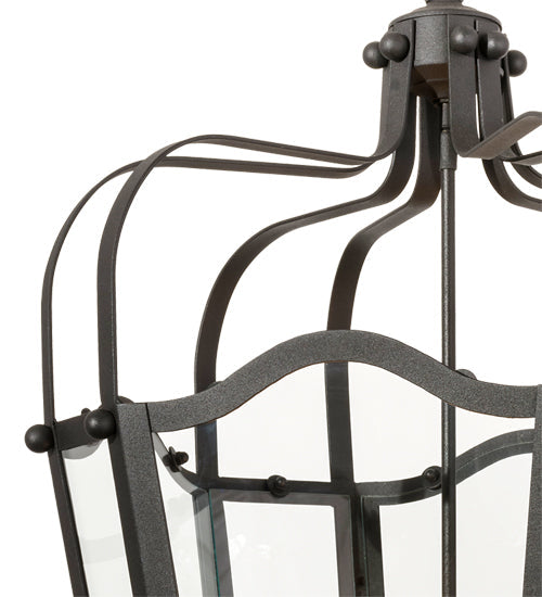 Meyda Lighting Citadel 23" 4-Light Old Iron Pendant Light With Clear Shade Glass