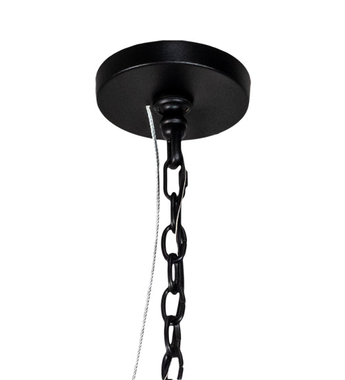 Meyda Lighting Citadel 230264 33" 10-Light Textured Black Pendant Light With Clear Seeded Shade Glass
