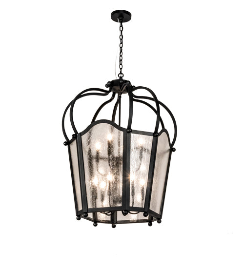 Meyda Lighting Citadel 230264 33" 10-Light Textured Black Pendant Light With Clear Seeded Shade Glass