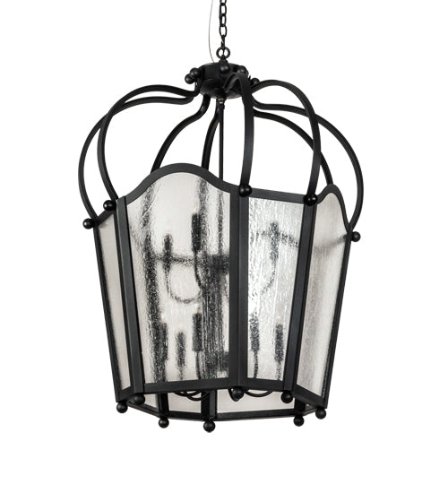 Meyda Lighting Citadel 230264 33" 10-Light Textured Black Pendant Light With Clear Seeded Shade Glass