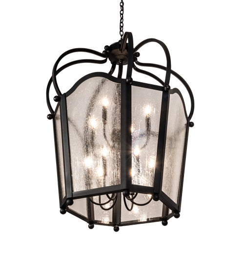 Meyda Lighting Citadel 230264 33" 10-Light Textured Black Pendant Light With Clear Seeded Shade Glass