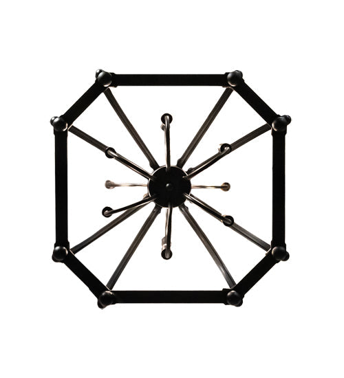 Meyda Lighting Citadel 230264 33" 10-Light Textured Black Pendant Light With Clear Seeded Shade Glass