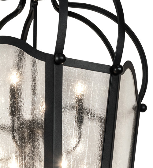 Meyda Lighting Citadel 230264 33" 10-Light Textured Black Pendant Light With Clear Seeded Shade Glass