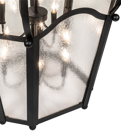 Meyda Lighting Citadel 230264 33" 10-Light Textured Black Pendant Light With Clear Seeded Shade Glass