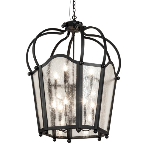Meyda Lighting Citadel 230264 33" 10-Light Textured Black Pendant Light With Clear Seeded Shade Glass