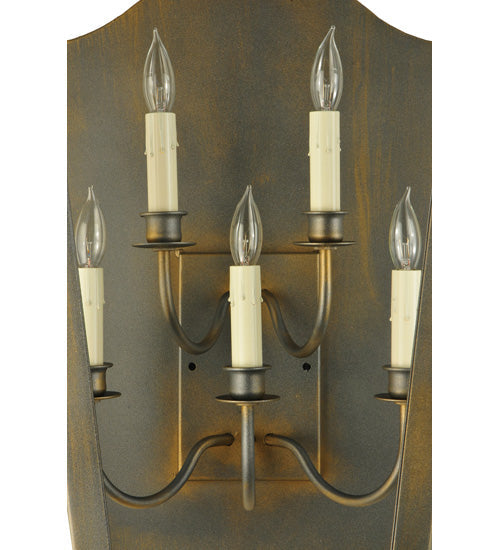Meyda Lighting Citadel 25" 5-Light French Bronze Wall Sconce With Clear Seeded Shade Glass