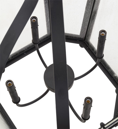 Meyda Lighting Citadel 29" 4-Light Textured Black Pendant Light With Clear Seeded Shade Glass