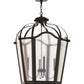 Meyda Lighting Citadel 29" 4-Light Textured Black Pendant Light With Clear Seeded Shade Glass