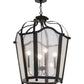 Meyda Lighting Citadel 29" 4-Light Textured Black Pendant Light With Clear Seeded Shade Glass
