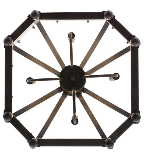 Meyda Lighting Citadel 29" 4-Light Textured Black Pendant Light With Clear Seeded Shade Glass