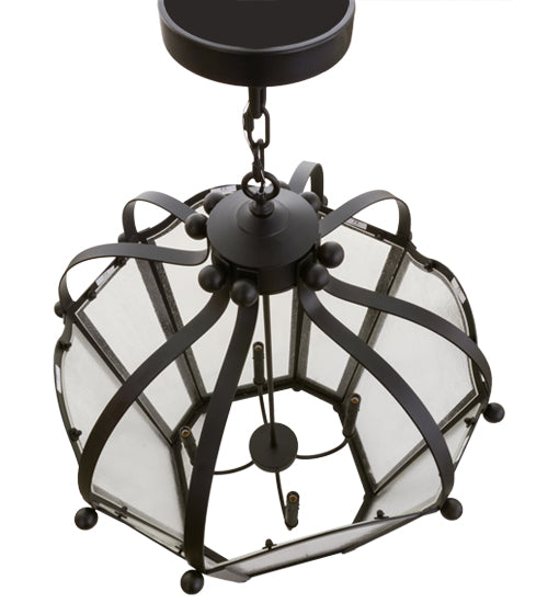 Meyda Lighting Citadel 29" 4-Light Textured Black Pendant Light With Clear Seeded Shade Glass