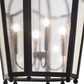 Meyda Lighting Citadel 29" 4-Light Textured Black Pendant Light With Clear Seeded Shade Glass