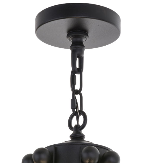 Meyda Lighting Citadel 29" 4-Light Textured Black Pendant Light With Clear Seeded Shade Glass